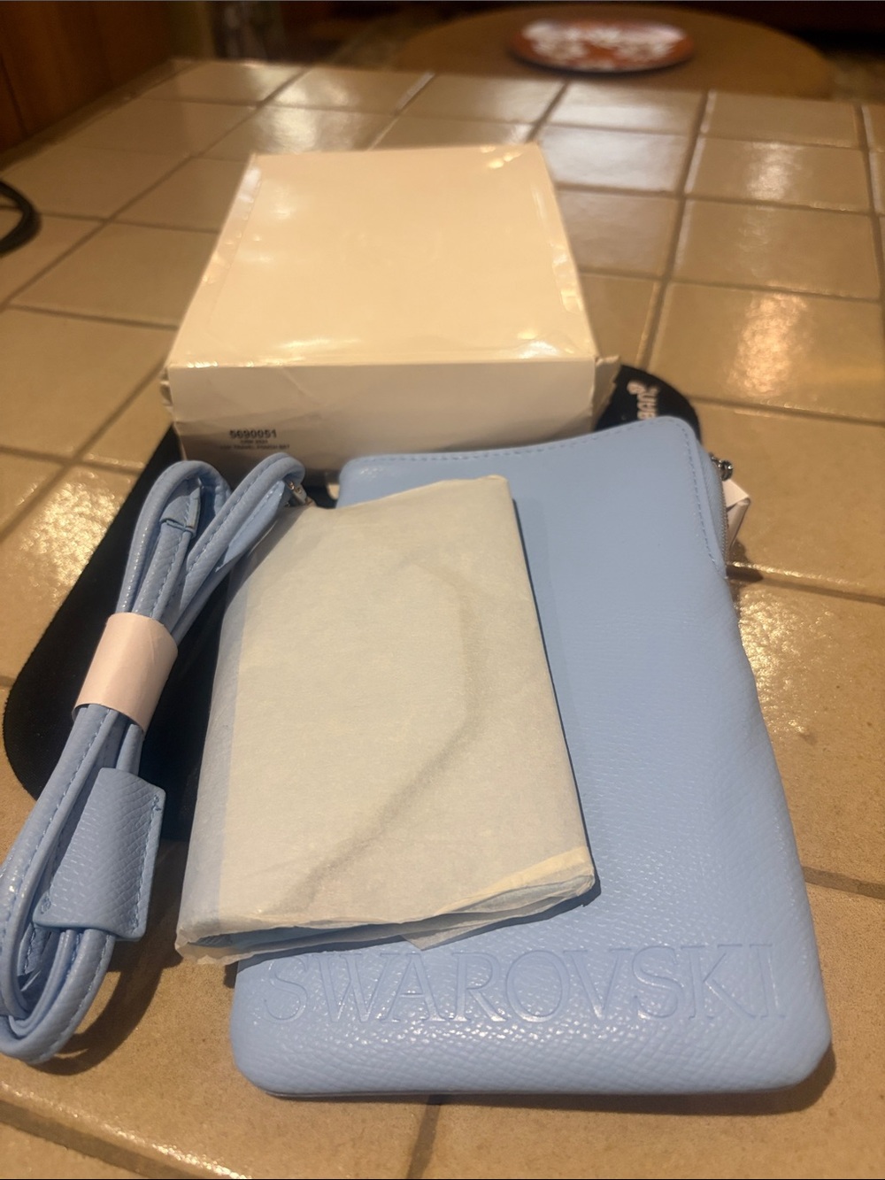 Swarovski Powder Blue Pebbled Crossbody Pouch